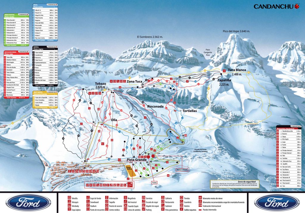 Mappa di Candanchú stazione sciistica in Spagna